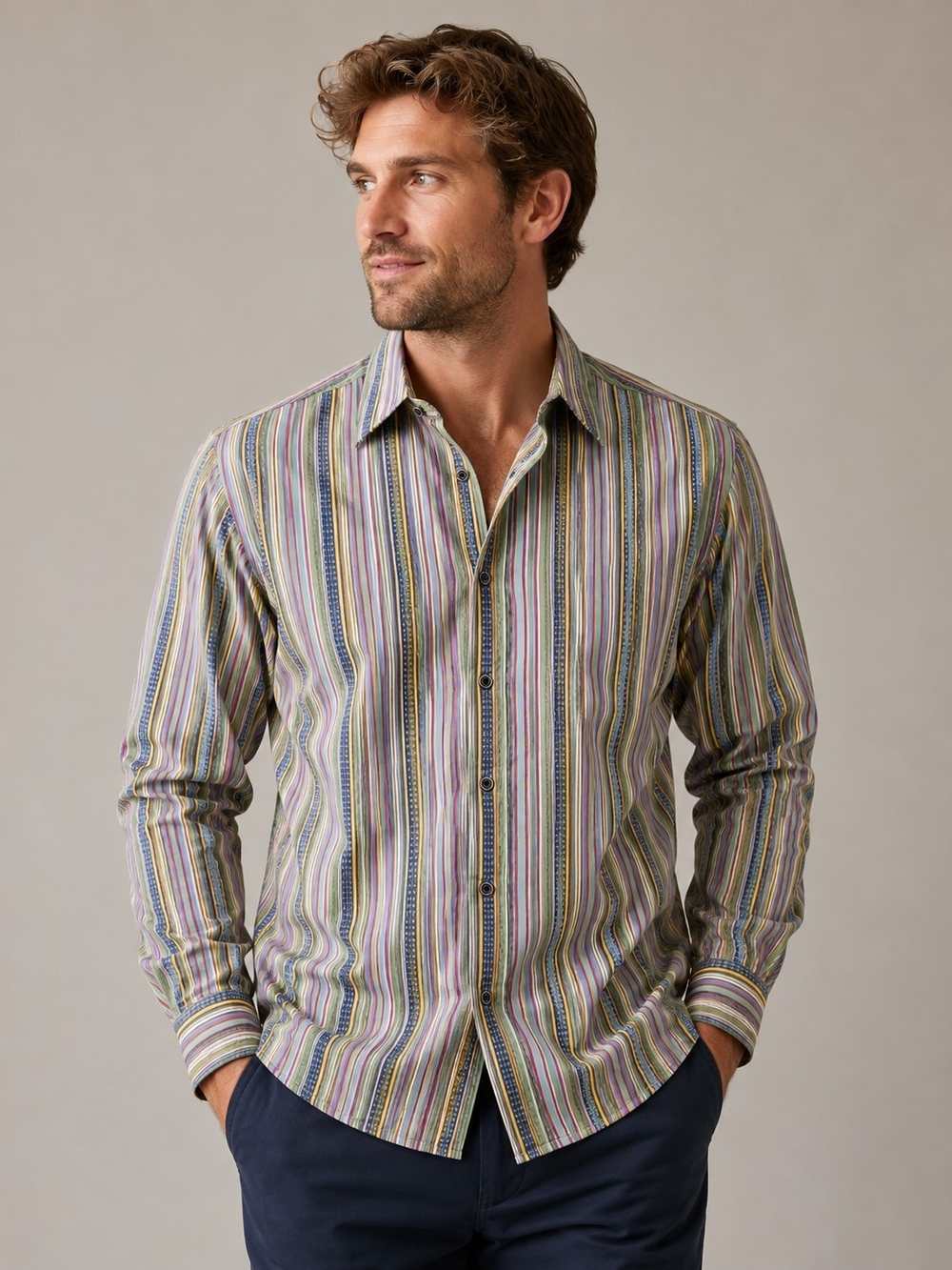 Robert Graham Multicolor Vertical Stripe Button-Down Shirt